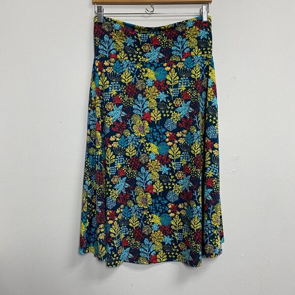 LuLaRoe Fit N Flare Skirt Medium Grafitti Floral Print Multicolor Knee Length - Picture 4 of 8